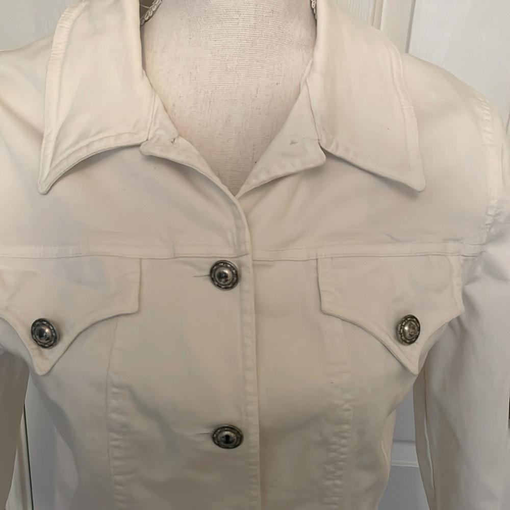 Earl Rutenberg Vintage White Jean Jacket w/ Bracelet Length Sleeves - Picture 5 of 8